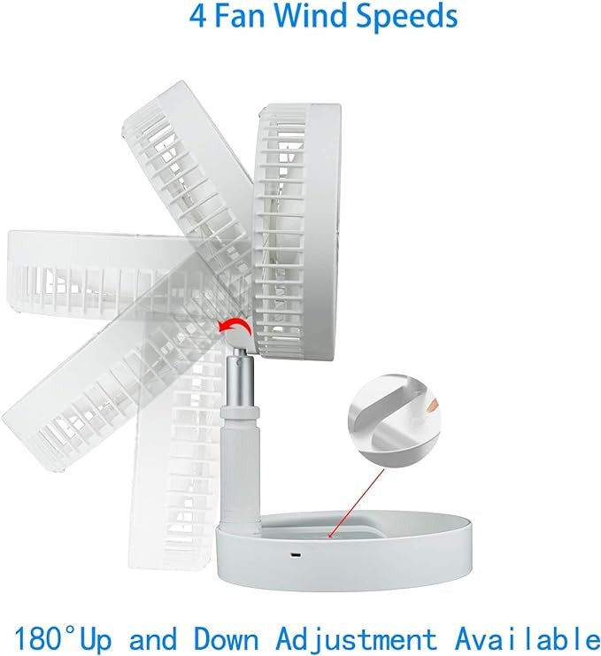 Portable Fan Rechargeable Foldaway Standing Fan, with 7200Mah Battery