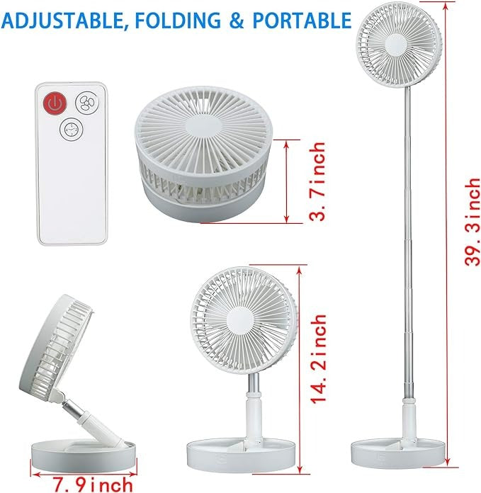 Portable Fan Rechargeable Foldaway Standing Fan, with 7200Mah Battery
