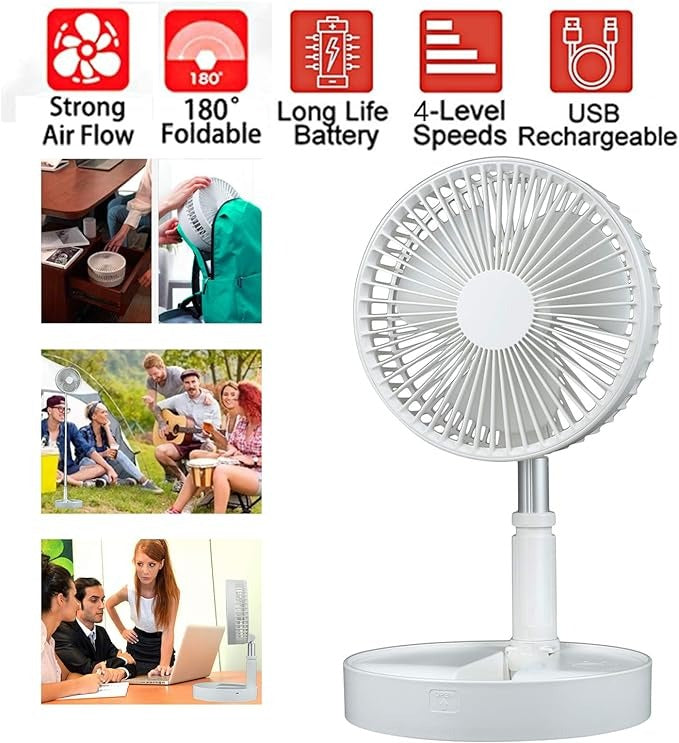 Portable Fan Rechargeable  Foldaway Standing Fan,  with 7200Mah Battery